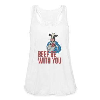 Beef Be With You - Women's Flowy Tank Top by Bella - white - Front - Julia (174cm)