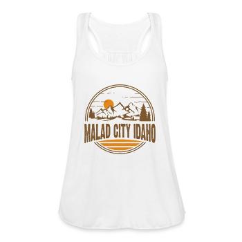 Malad City Idaho Mountain Hiking Print - Women's Flowy Tank Top by Bella - white - Front - Julia (174cm)