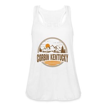 Corbin Kentucky Moain Hiking Print - Women's Flowy Tank Top by Bella - white - Front - Julia (174cm)