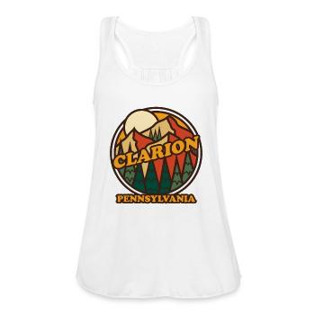 Clarion Pennsylvania Moain Hiking Print - Women's Flowy Tank Top by Bella - white - Front - Julia (174cm)