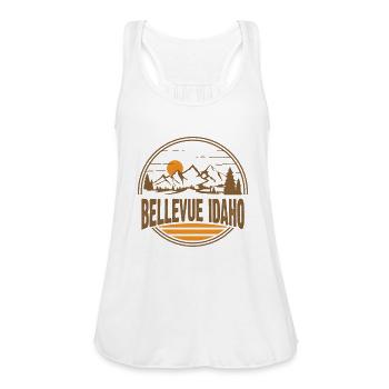Bellevue Idaho Moain Hiking Print - Women's Flowy Tank Top by Bella - white - Front - Julia (174cm)