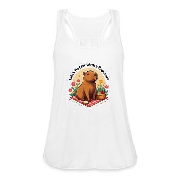 CAPYBARA STYLE - Women's Flowy Tank Top by Bella - white - Front - Julia (174cm)