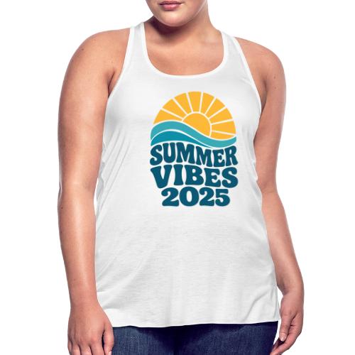 Summer Vibes 2025 Retro Sunset T-Shirt | Fun Beach - Women's Flowy Tank Top by Bella