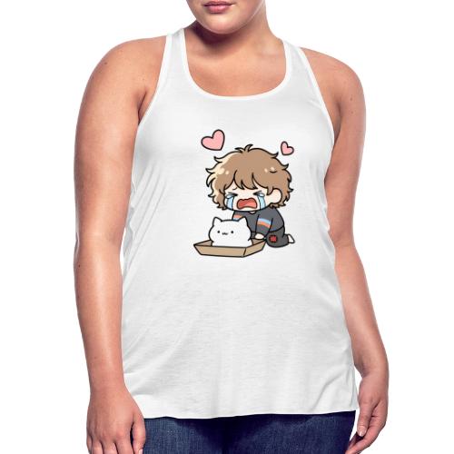 Crying Chibi Boy with Stray Cat - Women's Flowy Tank Top by Bella