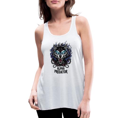 Alpha Predator Wolf Fierce Neon Eyes - Women's Flowy Tank Top by Bella