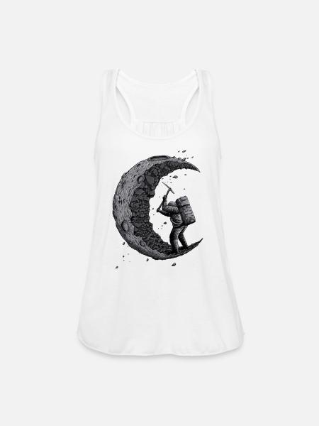 Digging the moon Funny - Women's Flowy Tank Top by Bella - white