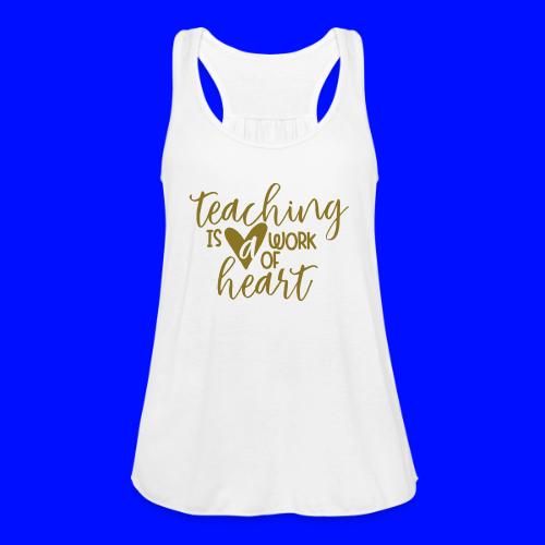 Teaching Is a Work Of Heart Metallic Teacher Tee - Women's Flowy Tank Top by Bella