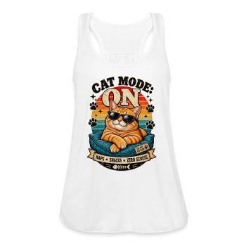 Cat Mode ON: Retro Paws - Women's Flowy Tank Top by Bella - white - Front - Julia (174cm)