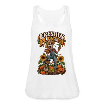 Freshly Planted Skeleton Gardener Halloween Pumpki - Women's Flowy Tank Top by Bella - white - Front - Julia (174cm)