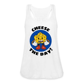 Cheese The Day Cheese Pun - Women's Flowy Tank Top by Bella - white - Front - Julia (174cm)