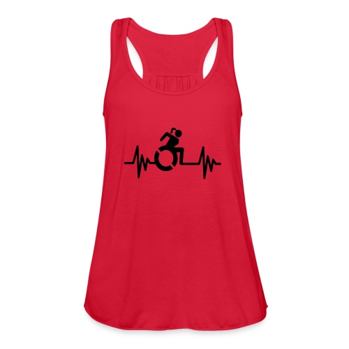 Wheelchair girl with a heartbeat. frequency # - Women's Flowy Tank Top by Bella