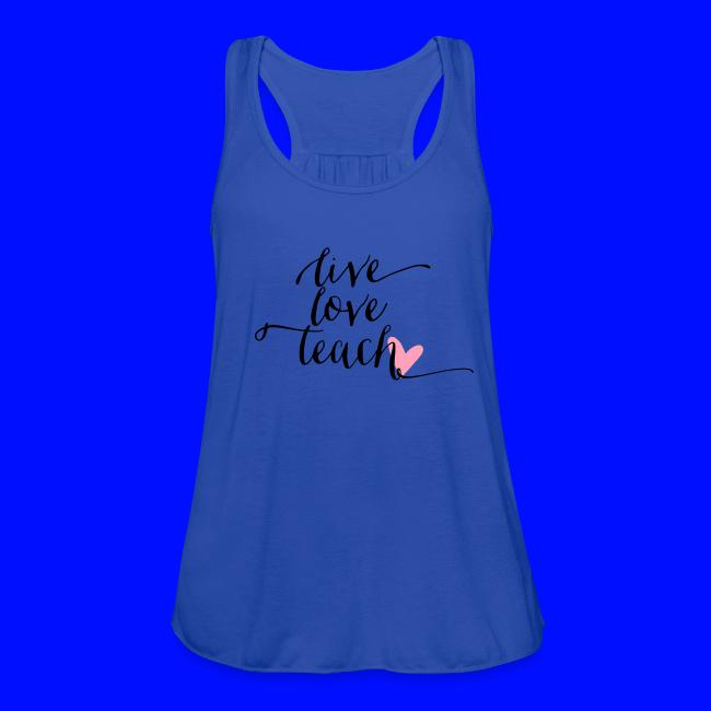 Live Love Teach Calligraphy Heart Teacher T-Shirt