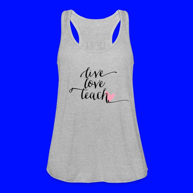 Live Love Teach Calligraphy Heart Teacher T-Shirt