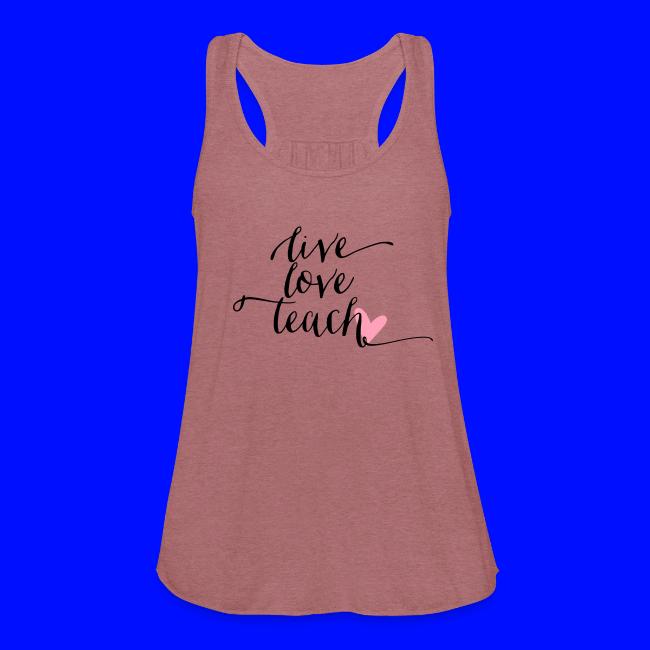 Live Love Teach Calligraphy Heart Teacher T-Shirt