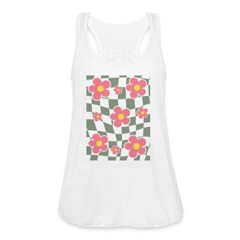 Checkered Flower - Women's Flowy Tank Top by Bella - white - Front - Julia (174cm)