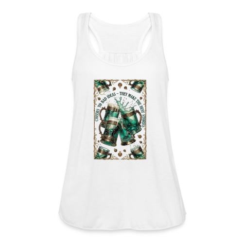 Cheers to Bad Ideas Tankards Graphic Tee - Women's Flowy Tank Top by Bella
