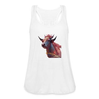 cow - Women's Flowy Tank Top by Bella - white - Front - Julia (174cm)