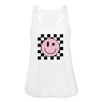 Checkered Flower. - Women's Flowy Tank Top by Bella - white - Front - Julia (174cm)
