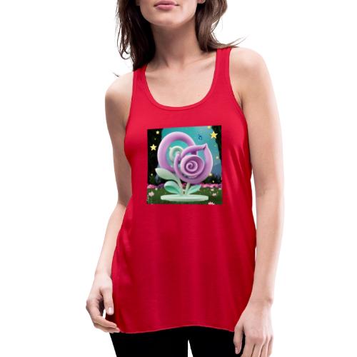 Lila Bloom | Double Floral Eco-Inspired Art - Women's Flowy Tank Top by Bella