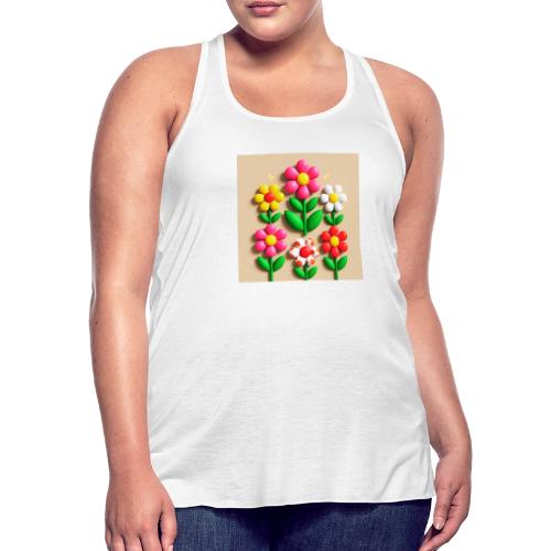3D Flowers and Butterflies in Amber, Floral Design - Women's Flowy Tank Top by Bella