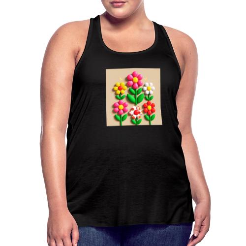 3D Flowers and Butterflies in Amber, Floral Design - Women's Flowy Tank Top by Bella