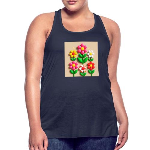3D Flowers and Butterflies in Amber, Floral Design - Women's Flowy Tank Top by Bella