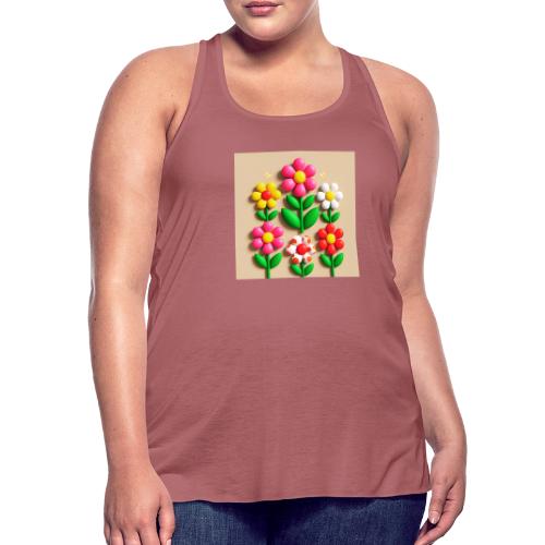 3D Flowers and Butterflies in Amber, Floral Design - Women's Flowy Tank Top by Bella
