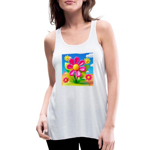 Pink Floral Peace | Sky & Nature Design - Women's Flowy Tank Top by Bella