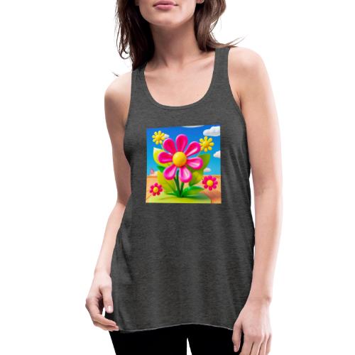 Pink Floral Peace | Sky & Nature Design - Women's Flowy Tank Top by Bella