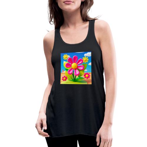 Pink Floral Peace | Sky & Nature Design - Women's Flowy Tank Top by Bella
