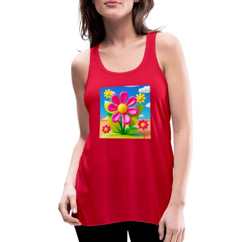 Pink Floral Peace | Sky & Nature Design - Women's Flowy Tank Top by Bella