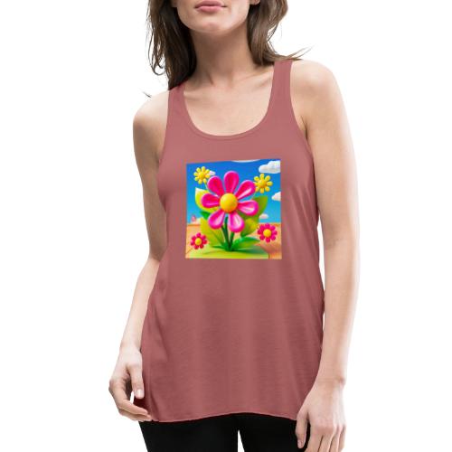 Pink Floral Peace | Sky & Nature Design - Women's Flowy Tank Top by Bella