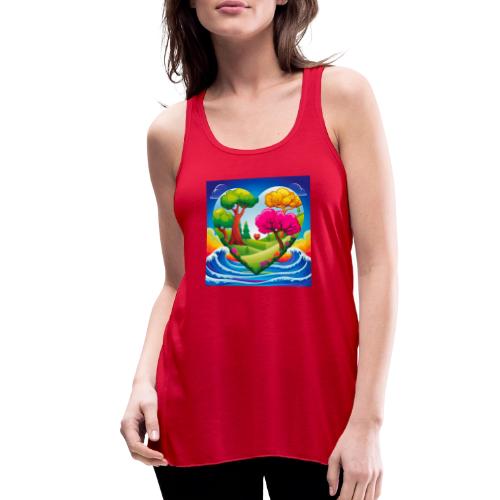 Heart, fantasy, landscapes, nature, fantasy - Women's Flowy Tank Top by Bella