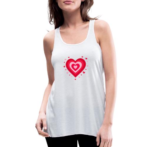 Layered Red & Pink Heart – Cute Valentine Love - Women's Flowy Tank Top by Bella