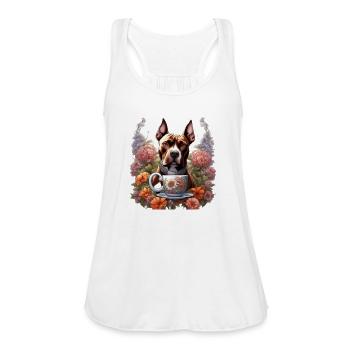 dog and coffee - Women's Flowy Tank Top by Bella - white - Front - Julia (174cm)