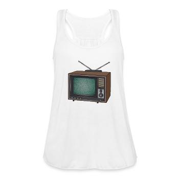 Television set, TV - Women's Flowy Tank Top by Bella - white - Front - Julia (174cm)