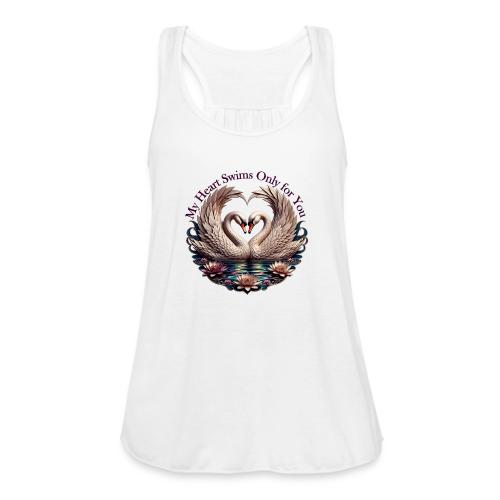 My Heart Swims Only for You Swan Heart T-Shirt - Women's Flowy Tank Top by Bella