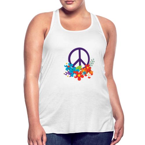 Hippie Peace Design With Flowers - Women's Flowy Tank Top by Bella