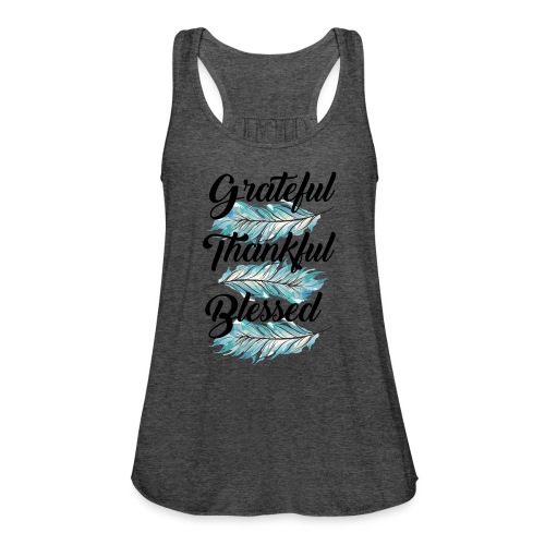 feather blue grateful thankful blessed - Women's Flowy Tank Top by Bella