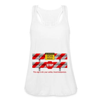 Caution Open Hole - Women's Flowy Tank Top by Bella - white - Front - Julia (174cm)