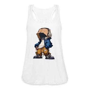 Cyberpunk Robot - Women's Flowy Tank Top by Bella - white - Front - Julia (174cm)