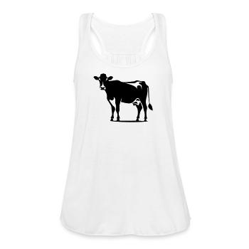 cow - Women's Flowy Tank Top by Bella - white - Front - Julia (174cm)