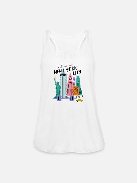 Colorful New York City Skyline Illustration - Women's Flowy Tank Top by Bella - white