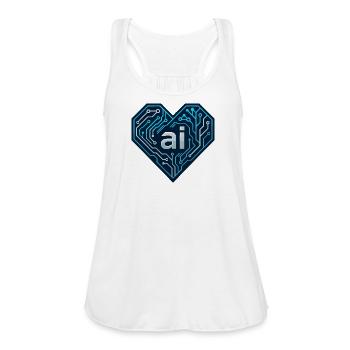 Circuit Heart AI Tee - Women's Flowy Tank Top by Bella - white - Front - Julia (174cm)