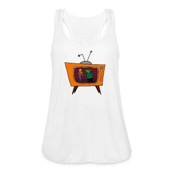 Dino TV - Women's Flowy Tank Top by Bella - white - Front - Julia (174cm)
