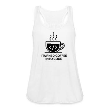 I Turned Coffee Into Code - Funny Programmer & Cod - Women's Flowy Tank Top by Bella - white - Front - Julia (174cm)