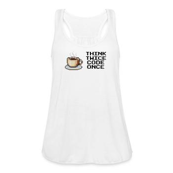 Think Twice Code Once Funny Programmer Design - Women's Flowy Tank Top by Bella - white - Front - Julia (174cm)