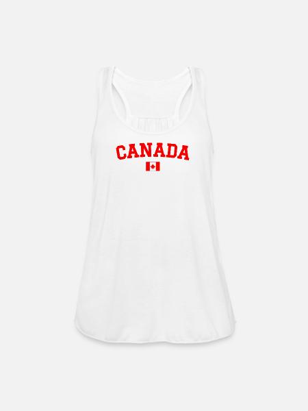 Canda Flag Design Red - Women's Flowy Tank Top by Bella - white