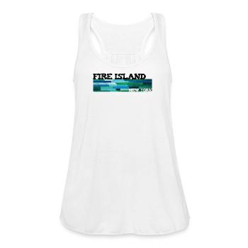 Fire Island : « Bleu-vert » groovy : bac de taxi nautique - Débardeur fluide pour femmes par Bella - blanc - Devant - Julia (174cm)