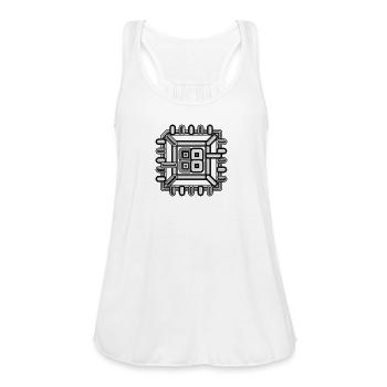 Monochrome Microchip Circuit - Women's Flowy Tank Top by Bella - white - Front - Julia (174cm)